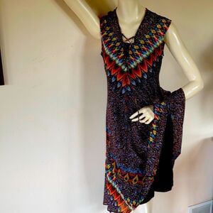 Studio JPR Dress Vintage Sleeveless poly lined two piece abstract print Small